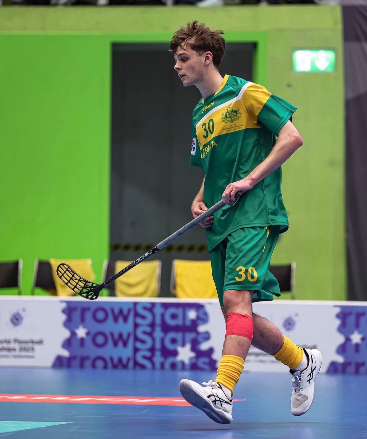 Floorball training in action